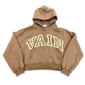 SAINT VANITY VAIN VINTAGE ARCH LOGO HOODIE TAN OVERSIZED PULLOVER