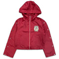 SAINT VANITY Embroidered Zip‑Up Red Hooded Nylon Jacket