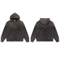 Vale Forever Washed Black Embroidered Cross Full Zip Hoodie