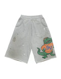 SAINT VANITY GATOR LONG SWEAT SHORTS VINTAGE DISTRESSED