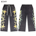 Vale Forever Vintage Black Gradient Flame Print Wide Leg Sweatpants）