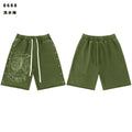 SAINT VANITY Vintage Rhinestone Shorts - Washed Green