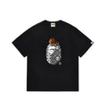 BAPE Style Snake Print & Baby Ape Head Short-Sleeve Tee - Black