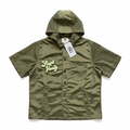 SAINT VANITY Chenille Embroidered Short‑Sleeve Hooded Jacket